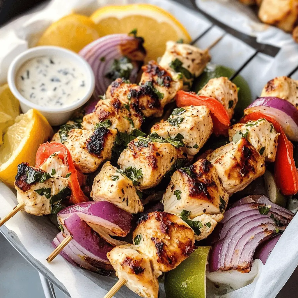 Juicy Greek Chicken Kabobs are bursting with flavor from garlic, lemon, and a mix of aromatic herbs. Perfect for grilling season, these skewers are easy to prepare and make for a delightful meal or appetizer. Ideal for summer cookouts or family dinners, save this recipe to wow your guests with a taste of the Mediterranean!