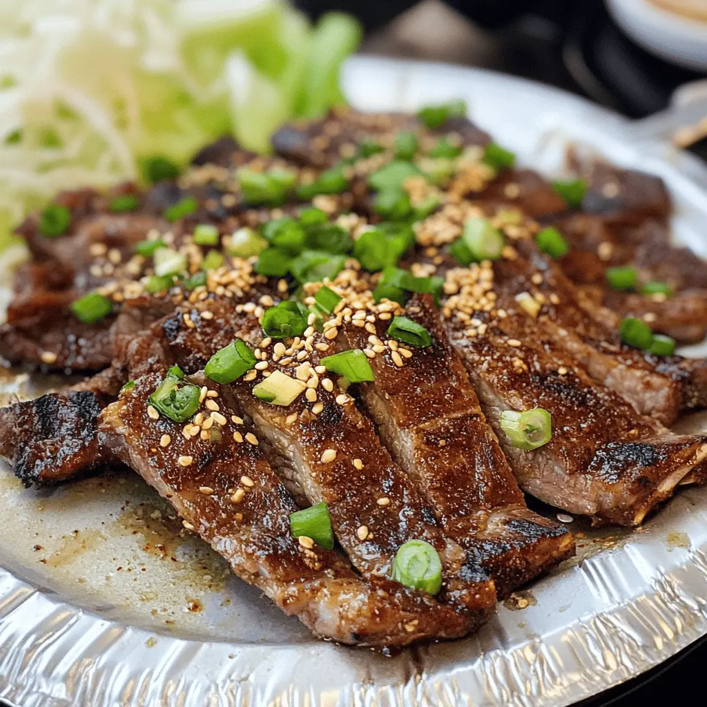 Get ready to enjoy the smoky, sweet flavors of these Grilled Korean Short Ribs! This recipe features tender, marinated ribs that pack a delicious punch with soy sauce, garlic, and sesame oil. Perfect for your next barbecue or family dinner, don't forget to save this recipe for a taste of Korea right at home!