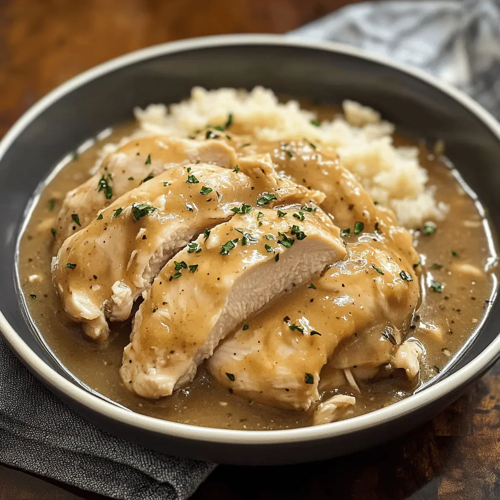 Get ready for a comforting meal with this Slow Cooker Chicken and Gravy! Tender chicken smothered in a rich, savory gravy makes it a family favorite. Perfect for busy weeknights or cozy gatherings. Save this recipe to enjoy a hearty, hassle-free dish anytime you need. Perfect with mashed potatoes or rice!